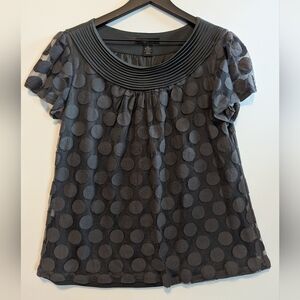 Style & Co. Gray Short Sleeve Blouse Sz medium Women's Excel Used Cond Detail